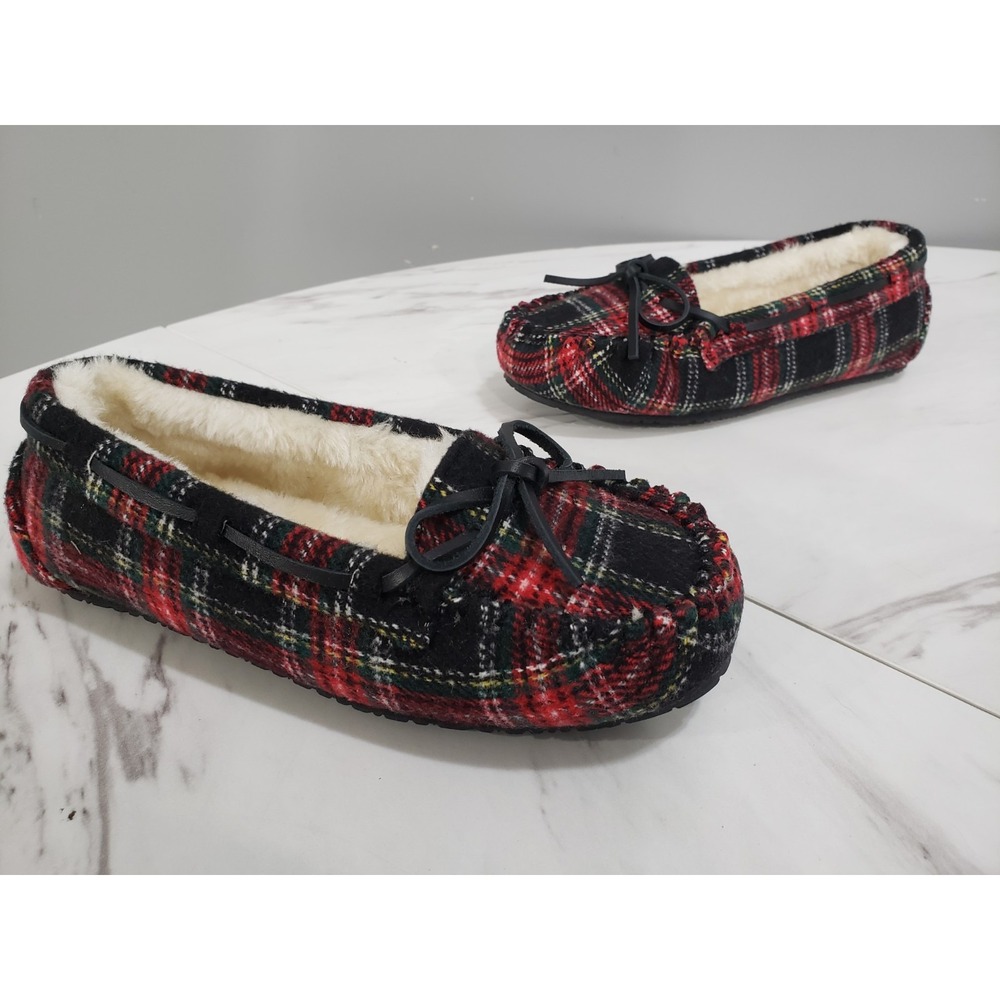 NEW NO BOX - 5 WIDE -Minnetonka Lodge Trapper Plaid Moccasin Slipper House Shoe